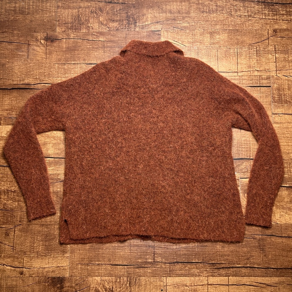 Madewell Carrabelle Polo Cardigan Sweater Womens S Mahogony Merino Wool Alpaca - Picture 6 of 8